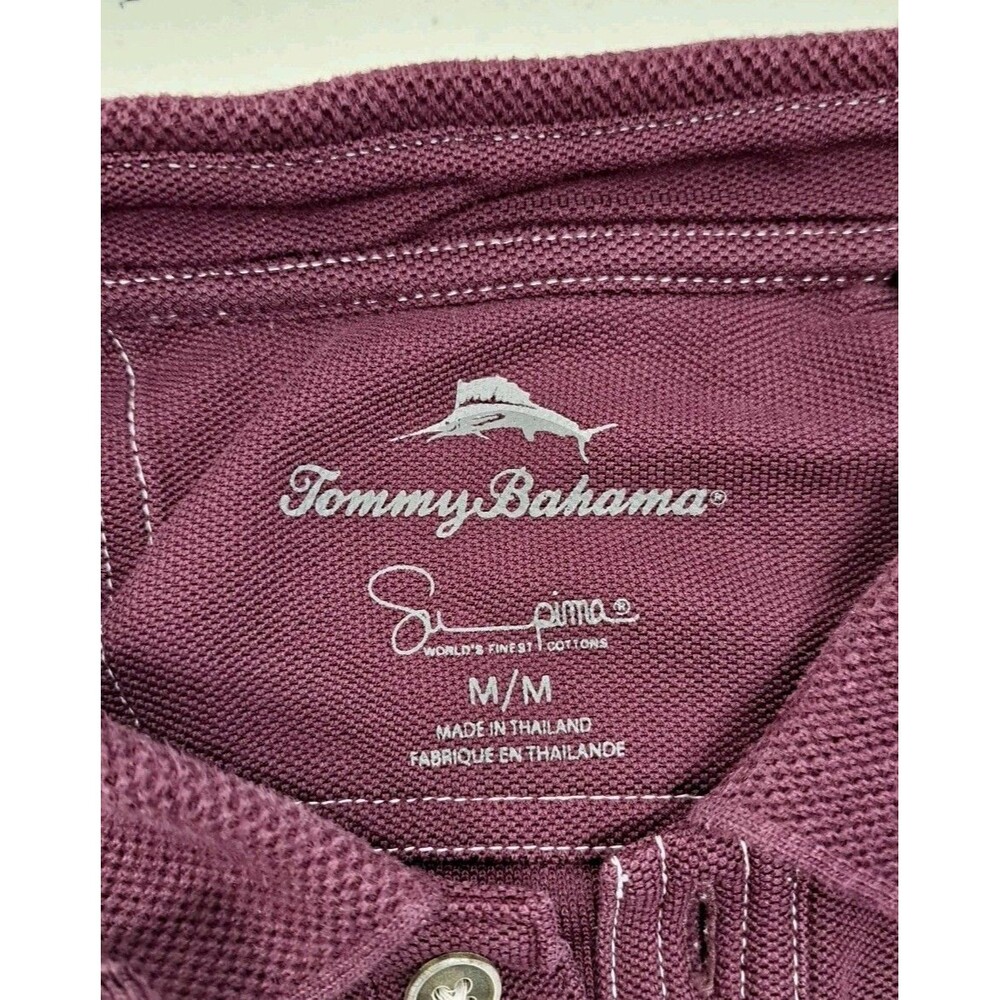 Tommy Bahama Long Sleeve Burgundy Size M Pima Cotton Polo - Picture 3 of 7